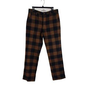 Levis XX Chino Warm Straight Fit Brown & Black Plaid Pants W32 L32 Mens Casual
